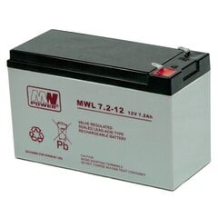 MWPower аккумулятор MWL 12V 7.2Ah F1(187) AGM, 10-12 лет цена и информация | Батарейки | pigu.lt