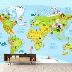 Fototapetai gyvūnėlių pasaulio žemėlapis, lietuvių kalba kaina ir informacija | Fototapetai | pigu.lt