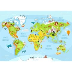 Fototapetai gyvūnėlių pasaulio žemėlapis, lietuvių kalba kaina ir informacija | Fototapetai | pigu.lt
