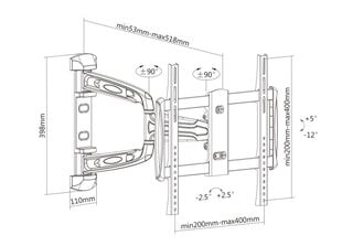 Sbox PWM-3144 32-55” kaina ir informacija | Televizorių laikikliai, tvirtinimai | pigu.lt