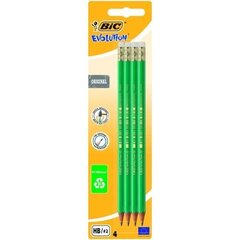 Карандаши с ластиком Bic Evolution Original HB, 4 шт. В упаковке 049012 цена и информация | Письменные принадлежности | pigu.lt