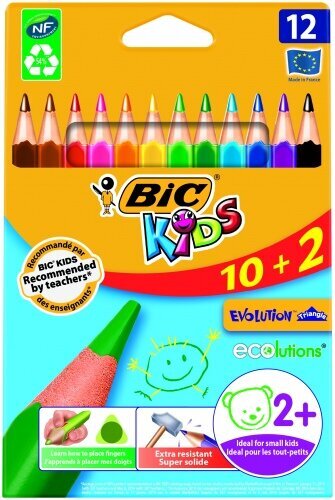 Spalvoti pieštukai Bic Evolution Triangle 12 spalvų rinkinys 8871462 цена и информация | Piešimo, tapybos, lipdymo reikmenys | pigu.lt