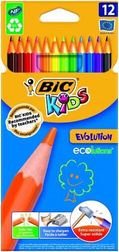 Spalvoti pieštukai Kids Evolution, 12 spalvų rinkinys, 8290291 kaina ir informacija | Piešimo, tapybos, lipdymo reikmenys | pigu.lt