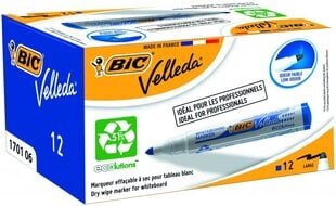 Маркер для белых досок Bic Velleda 1701 1-5 мм, круглая головка, синий, 12 шт. 701061 цена и информация | Письменные принадлежности | pigu.lt