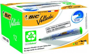 Маркер для белых досок Bic Velleda 1701 1-5 мм, круглая головка, зеленый, 12 шт. 701023 цена и информация | Письменные принадлежности | pigu.lt