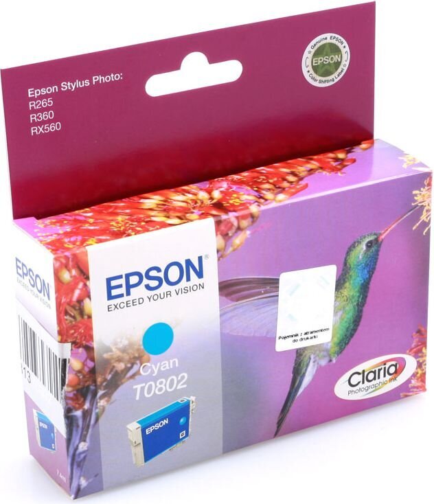 Epson T0802 Cyan kaina ir informacija | Kasetės rašaliniams spausdintuvams | pigu.lt