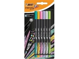 Rašiklių rinkinys Bic FineLiners Intensity Fine Pastel 0.4 mm, 6 spalvų rinkinys 498334 kaina ir informacija | Rašymo priemonės | pigu.lt