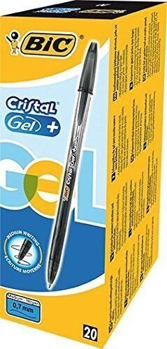 Gelinis rašiklis "Bic cristal gel" 0.7 mm, juodas, pakuotėje 20 vnt. 721286 kaina ir informacija | Rašymo priemonės | pigu.lt