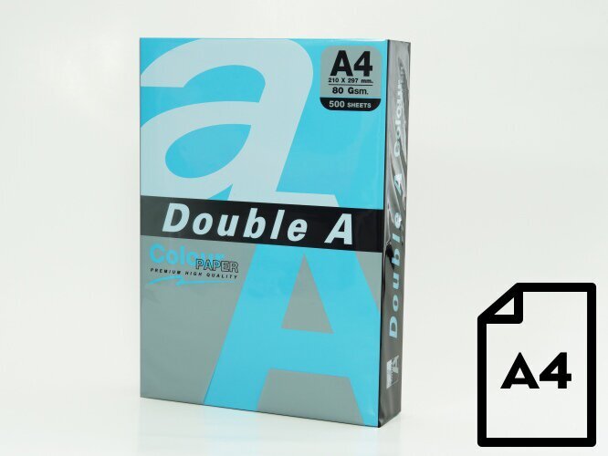 Spalvotas popierius Double A, A4, 80g, 500 lapų, elektrinės mėlynos spalvos kaina ir informacija | Sąsiuviniai ir popieriaus prekės | pigu.lt