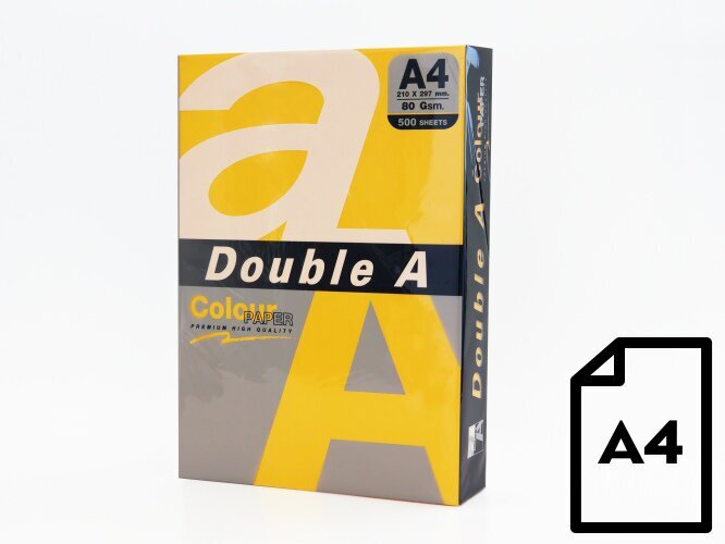 Spalvotas popierius Double A, A4, 80g, 500 lapų, aukso spalvos kaina ir informacija | Sąsiuviniai ir popieriaus prekės | pigu.lt