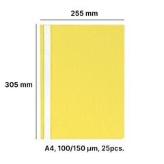 Segtuvėlis skaidriu viršeliu 100/150, geltonos spalvos, pakuotėje 25 vnt. kaina ir informacija | Kanceliarinės prekės | pigu.lt