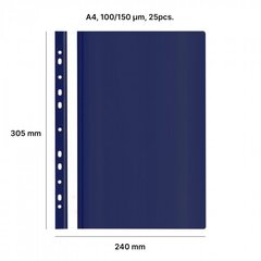 Папка с прозрачной обложкой AD Class 100/150, 25 шт./упаковке, цвет синий цена и информация | Kanceliarinės prekės | pigu.lt