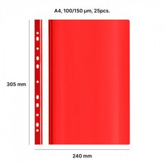Папка с прозрачной обложкой AD Class 100/150, 25 шт./упаковке, цвет красный цена и информация | Kanceliarinės prekės | pigu.lt