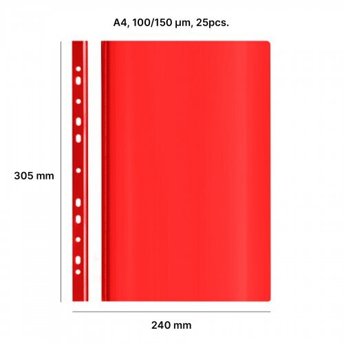 Segtuvas skaidriu viršeliu AD Class, 100/150, 25 vnt./pak., raudonas kaina ir informacija | Kanceliarinės prekės | pigu.lt