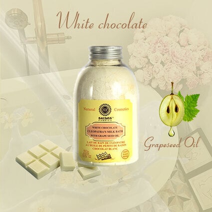 Vonios pieno milteliai "white chocolate" Saules Fabrika, 250g kaina ir informacija | Dušo želė, aliejai | pigu.lt