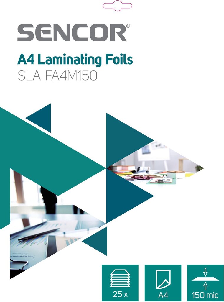 Laminavimo vokai Sencor SLA FA4M150, A4, 25 vnt. kaina ir informacija | Kanceliarinės prekės | pigu.lt