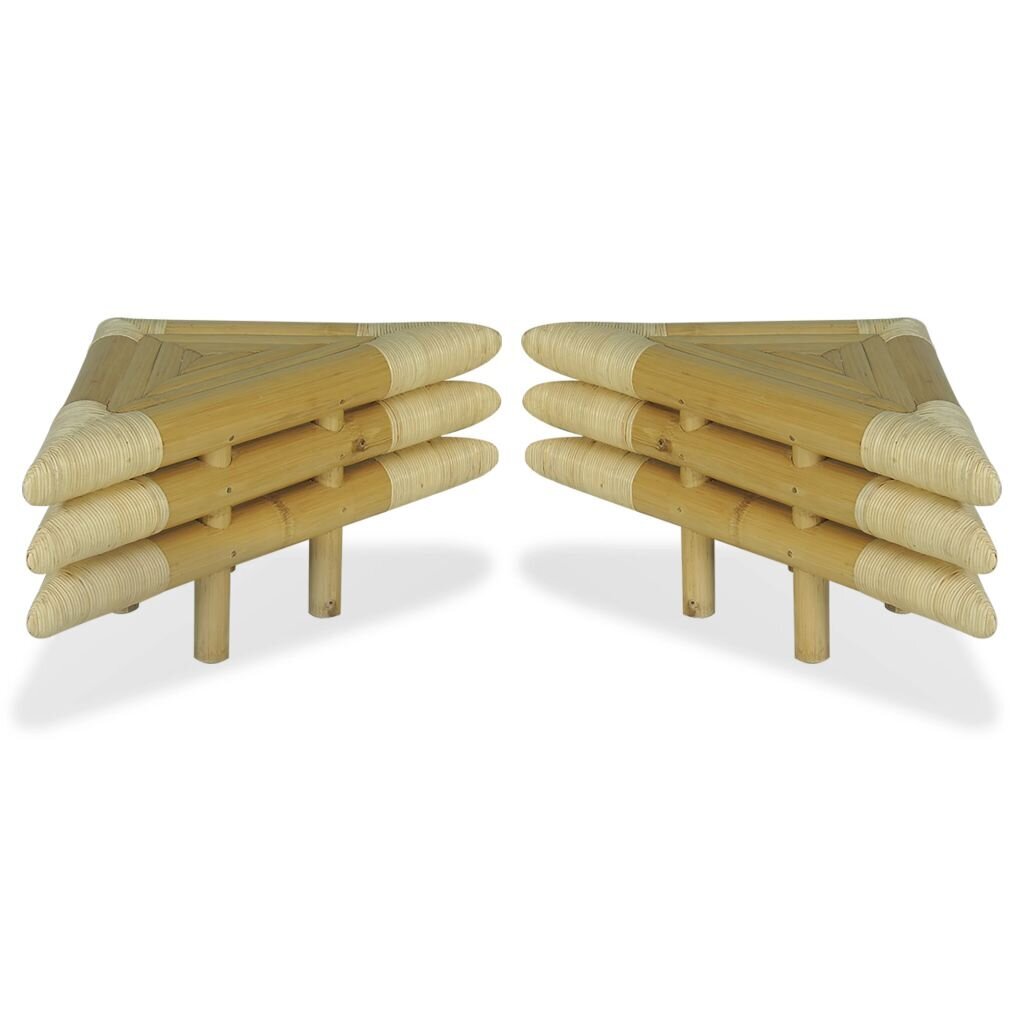 Naktinis staliukas, 2vnt. 60x60x40cm, natūralios sp., bambukas kaina ir informacija | Spintelės prie lovos | pigu.lt