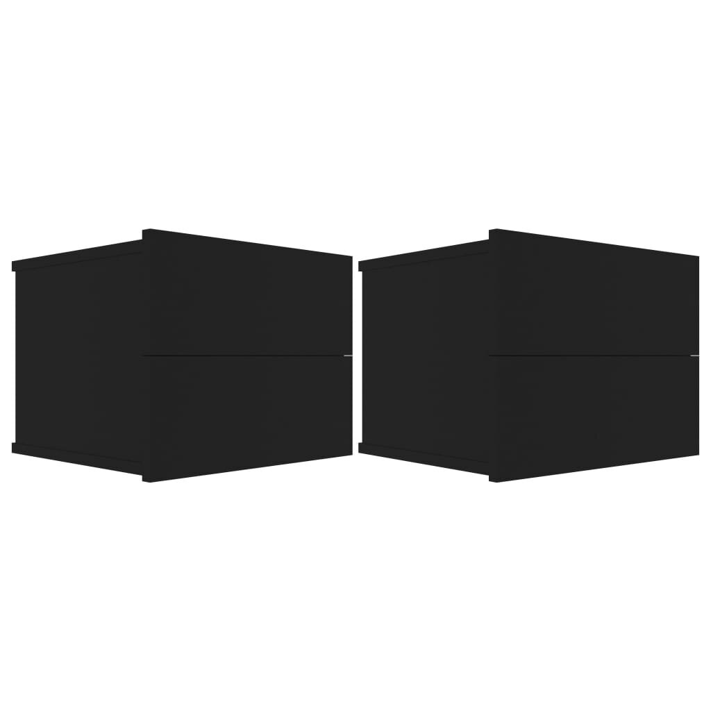 Naktinės spintelės, 2vnt, 40x30x30cm, juoda kaina ir informacija | Spintelės prie lovos | pigu.lt