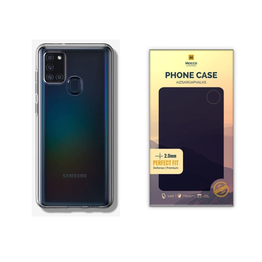 Mocco Original Clear Case 2mm Silicone Case for Samsung Galaxy A21 Transparent (EU Blister) kaina ir informacija | Telefono dėklai | pigu.lt
