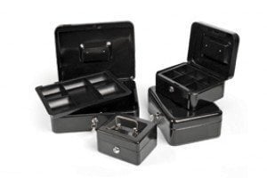 Dėžutė pinigams Forpus, 150x110x75 mm, juoda kaina ir informacija | Seifai | pigu.lt
