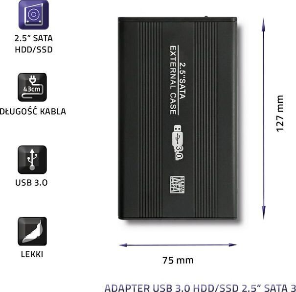 Qoltec HDD / SSD 2,5 "SATA3 USB 3.0 kaina ir informacija | Komponentų priedai | pigu.lt