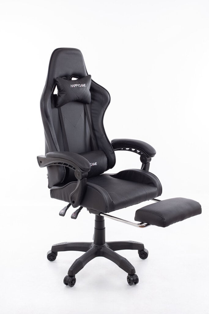 Žaidimų kėdė su pakoju Happy Game 7911, juoda цена и информация | Biuro kėdės | pigu.lt