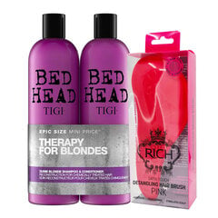 Комплект TIGI Bed Head Dumb Blonde Tweens 2x750 мл + RICH aнтистатическая щетка для волос цена и информация | Шампуни | pigu.lt