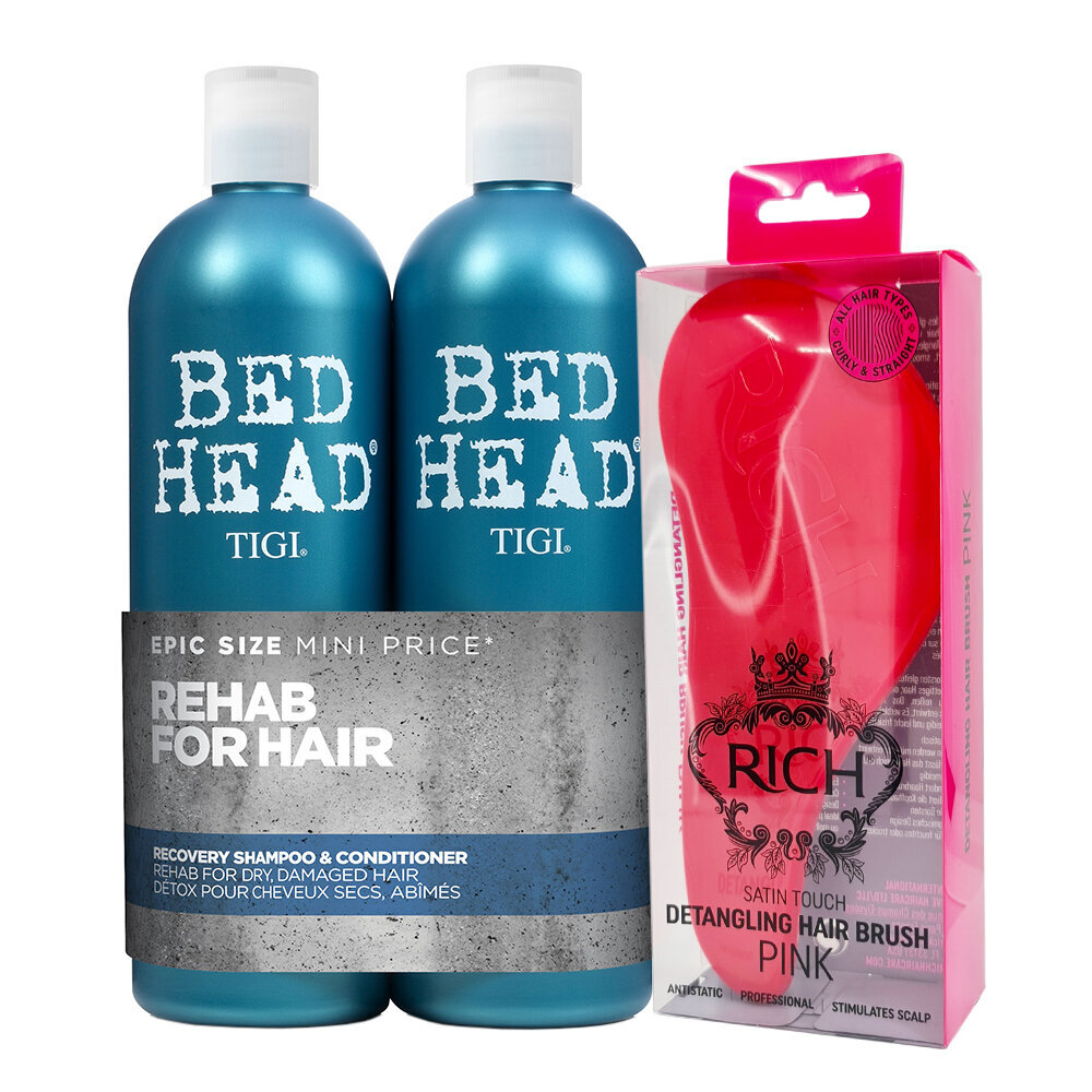 Intensyviai drėkinantis šampūnas ir maitinantis balzamas, TIGI Bed Head Urban Recovery Tweens 2x750ml + RICH antistatinis plaukų šepetys kaina ir informacija | Šampūnai | pigu.lt