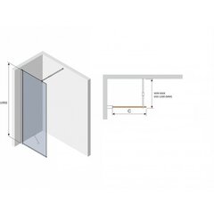 Dušo sienelė Mexen Walk-In Fox, 70, 80, 90,100,110,120x190 cm, clear black kaina ir informacija | Dušo durys ir sienelės | pigu.lt