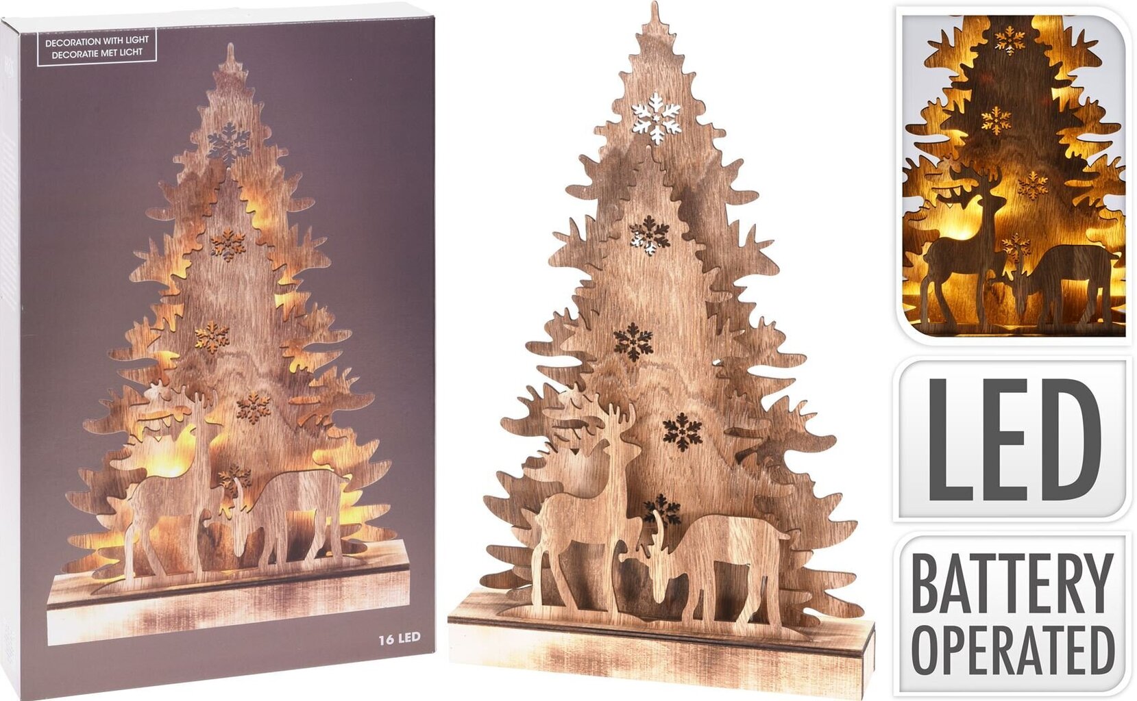 Šviečianti kalėdinė 3D dekoracija, 16 LED, 38,5 cm kaina ir informacija | Kalėdinės dekoracijos | pigu.lt