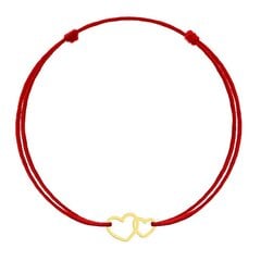 Красная каббала «Двойное сердце», золото цена и информация | Женские браслеты | pigu.lt