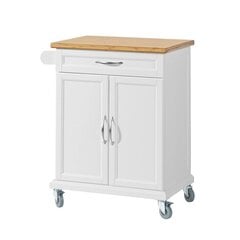 Кухонный шкафчик на колесиках SoBuy FKW13-WN, белый/коричневый цена и информация | Кухонные шкафчики | pigu.lt