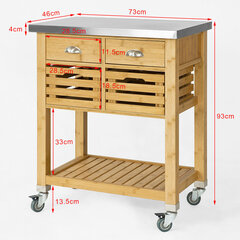 Кухонный шкафчик на колесиках SoBuy FKW40-N, коричневый цена и информация | Кухонные шкафчики | pigu.lt