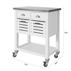 Кухонный шкафчик на колесиках SoBuy FKW83-W, белый цена и информация | Кухонные шкафчики | pigu.lt