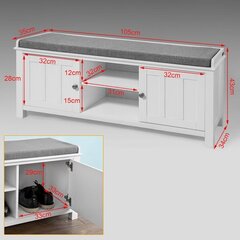 Шкафчик для обуви SoBuy FSR35-W, белый/серый цена и информация | Полки для обуви, банкетки | pigu.lt