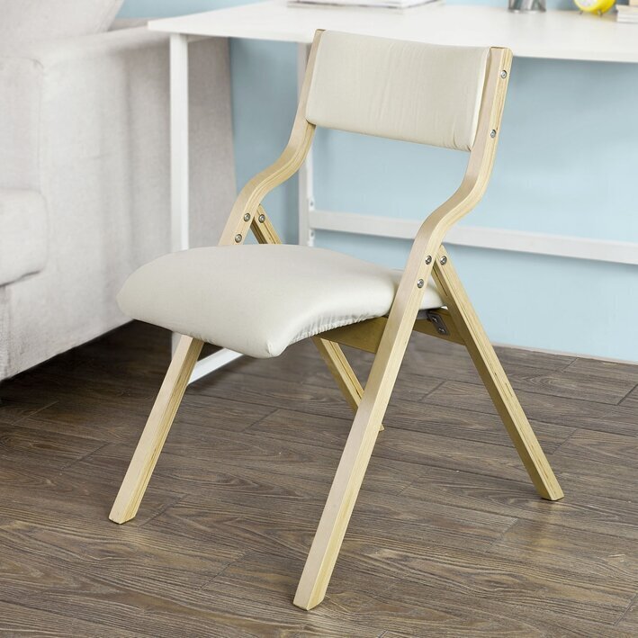 Sulankstoma valgomojo kėdė SoBuy FST40-W, smėlio spalvos/ruda цена и информация | Virtuvės ir valgomojo kėdės | pigu.lt