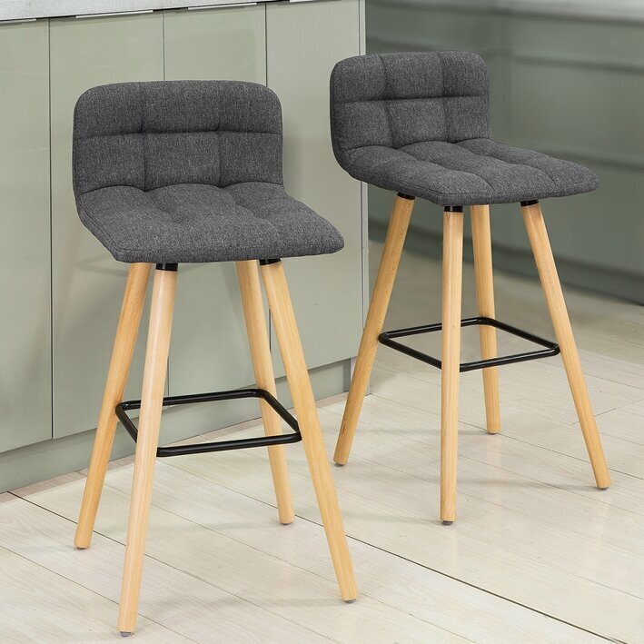 Dviejų kėdžių komplektas SoBuy FST50-DG, pilkas/rudas kaina ir informacija | Virtuvės ir valgomojo kėdės | pigu.lt