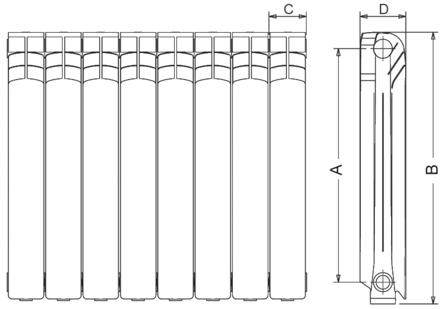 Aukštos klasės lieti aliuminio radiatoriai POL3 350x10/98x432x800mm kaina ir informacija | Radiatoriai, konvektoriai | pigu.lt