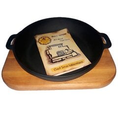Чугунная посуда для выпечки 20x4 см с деревянным поддоном, T1011-01 цена и информация | Формы, посуда для выпечки | pigu.lt