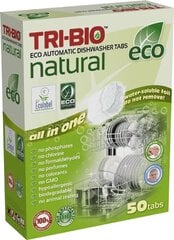 TRI-BIO Ekologiškos indaplovių tabletės, viskas viename, 50 tabs. kaina ir informacija | Indų plovimo priemonės | pigu.lt