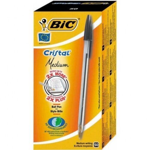 Tušinukas Bic Cristal 1.0 mm, juodas, 50 vnt. 847897 цена и информация | Rašymo priemonės | pigu.lt
