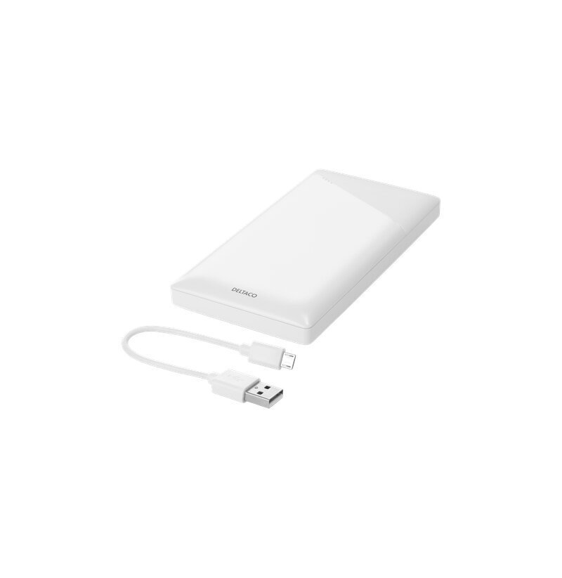 Akumuliatoriaus bankas Deltaco 10000mAh, 2xUSB-A, LED, baltas kaina ir informacija | Atsarginiai maitinimo šaltiniai (power bank) | pigu.lt