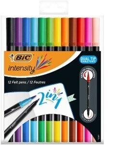 Flomasteriai Bic Intensity Dual Tip, dvipusiai, 12 spalvų rinkinys цена и информация | Piešimo, tapybos, lipdymo reikmenys | pigu.lt