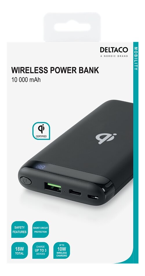 Deltaco PB-Q1001, 10000 mAh kaina ir informacija | Atsarginiai maitinimo šaltiniai (power bank) | pigu.lt