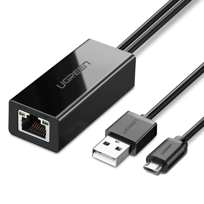 Ugreen 30985, external network adapter USB 100Mbps for Chromecast with 1m cable black kaina ir informacija | Adapteriai, USB šakotuvai | pigu.lt