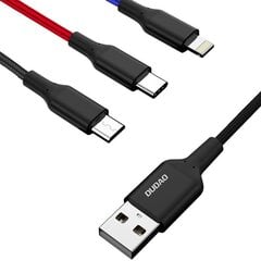 Кабель Dudao 3in1, USB - Lightning, 38 см цена и информация | Кабели для телефонов | pigu.lt