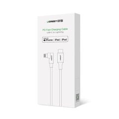 Кабель Ugreen MFI Elbow USB Type C Lightning Power Delivery 3 A, 1 м цена и информация | Кабели для телефонов | pigu.lt