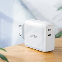 Быстрое настенное зарядное устройство Ugreen 2x USB Type C 36 Вт Quick Charge 4.0 Power Delivery SCP FCP AFC, белое (70264 CD199) цена и информация | Зарядные устройства для телефонов | pigu.lt