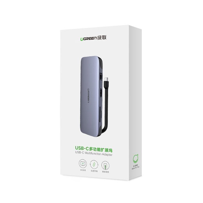 Daugiafunkcinis šakotuvas Ugreen 9w1 HUB USB Type C - HDMI / 3x USB 3.2 Gen 1 / SD micro SD / VGA / RJ45 / USB Type C Power Delivery 100 W 20 V 5 A (70409 CM286) kaina ir informacija | Adapteriai, USB šakotuvai | pigu.lt