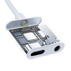 Кабель Dudao USB Type C - USB Type C / 3.5 мм мини-джек адаптер для наушников аудио и зарядка, (L13T белый) цена и информация | Кабели для телефонов | pigu.lt